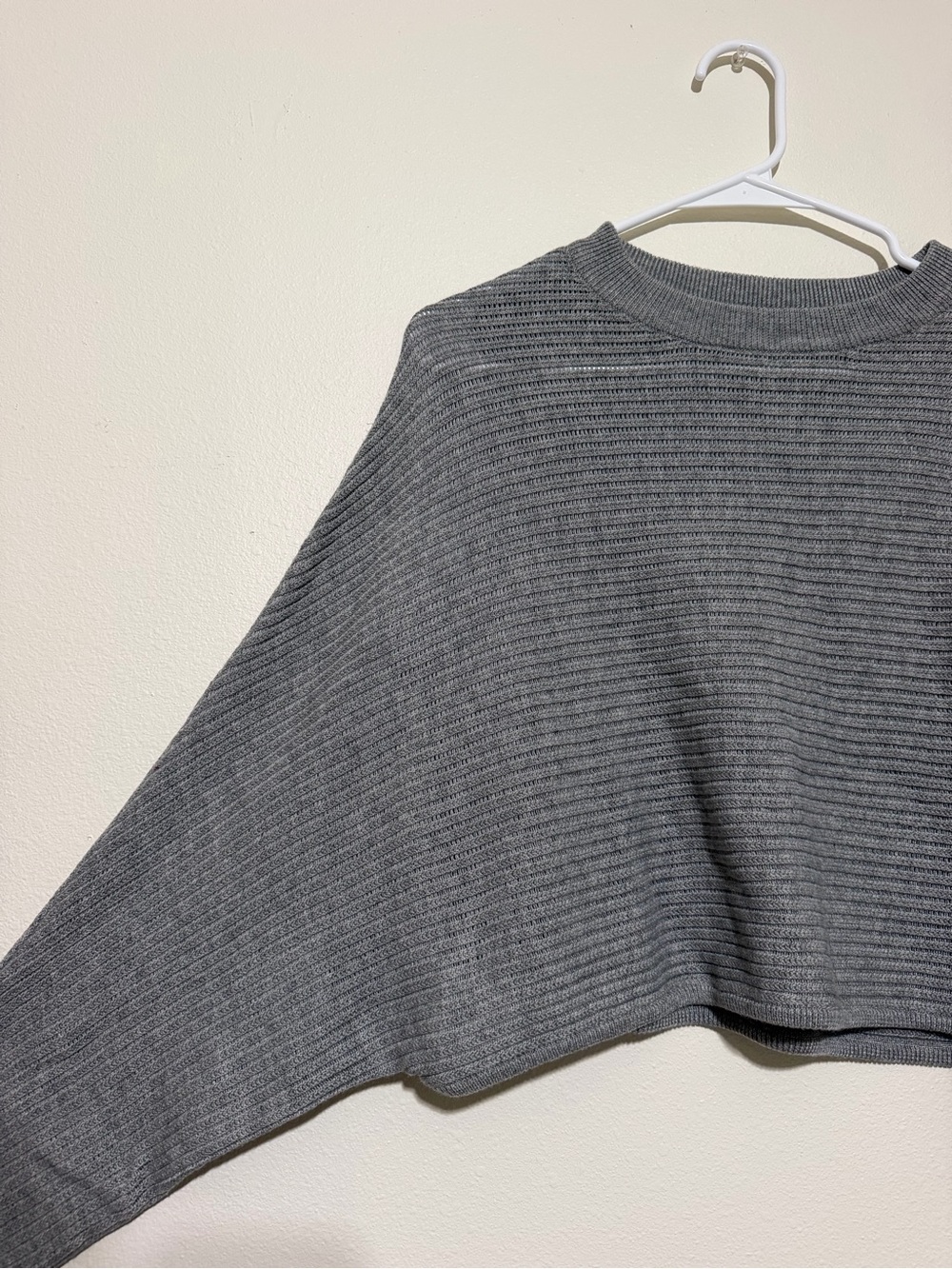 Mod Ref Gray Ribbed Knit Sweater Top - Picture 3 of 3